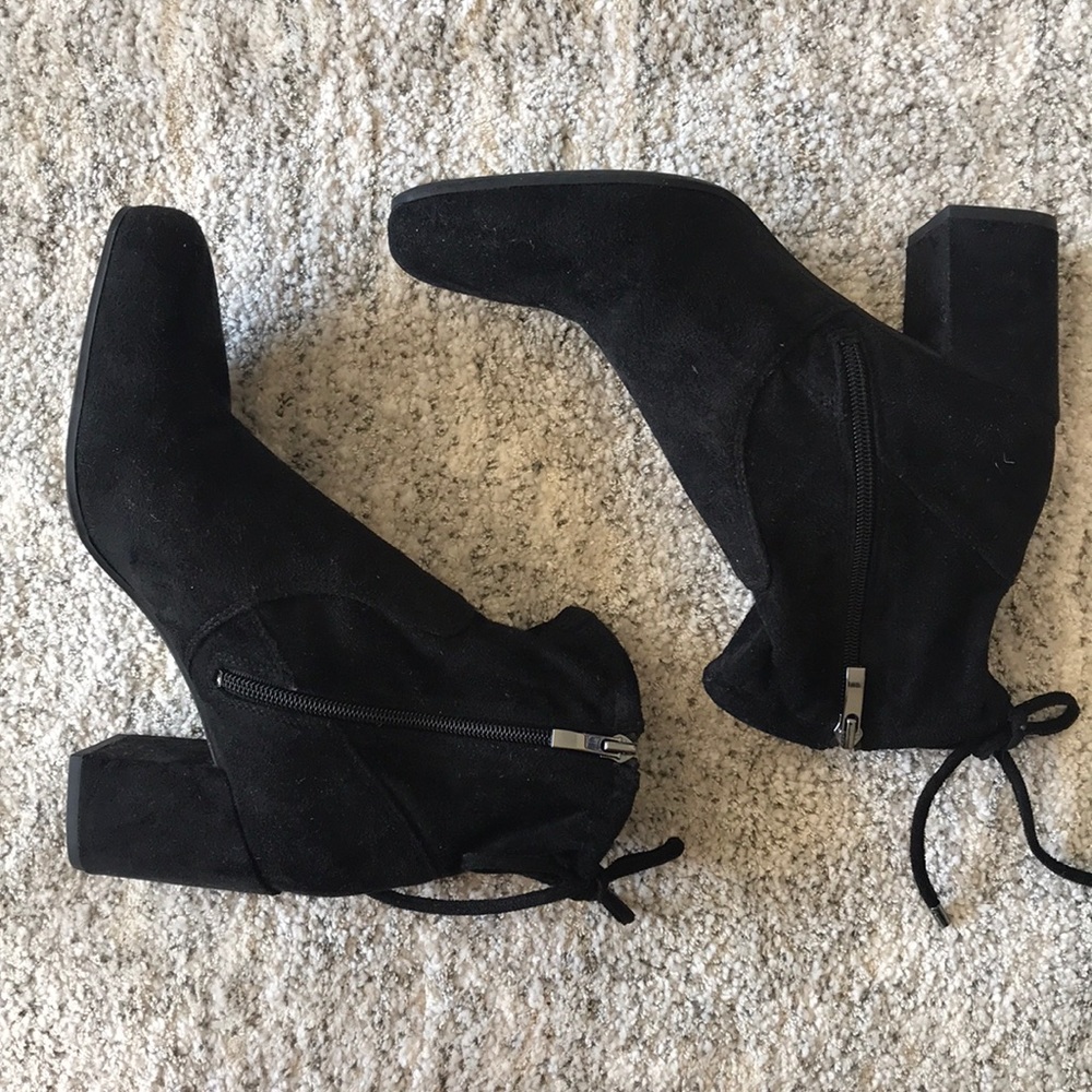 Franco Sarto faux suede black boots